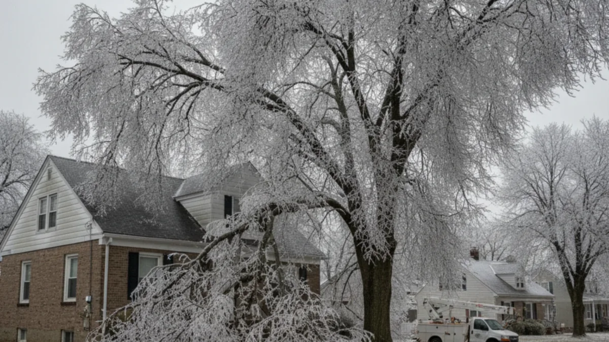 Ice storm limb loading maple oak Wilkes-Barre Pennsylvania Luzerne County Wyoming Valley winter hazard roofline risk Dave